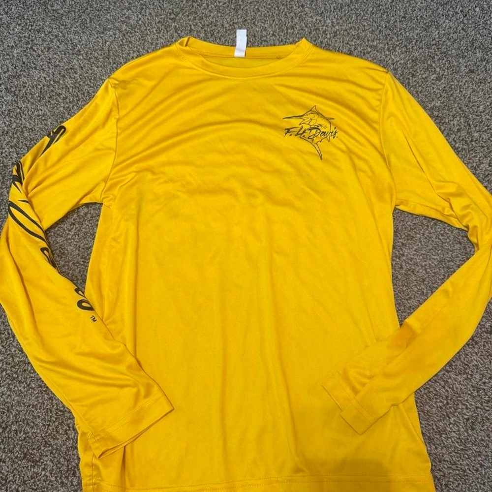 Yellow long sleeve fishing shirt by F.H. Davis size small